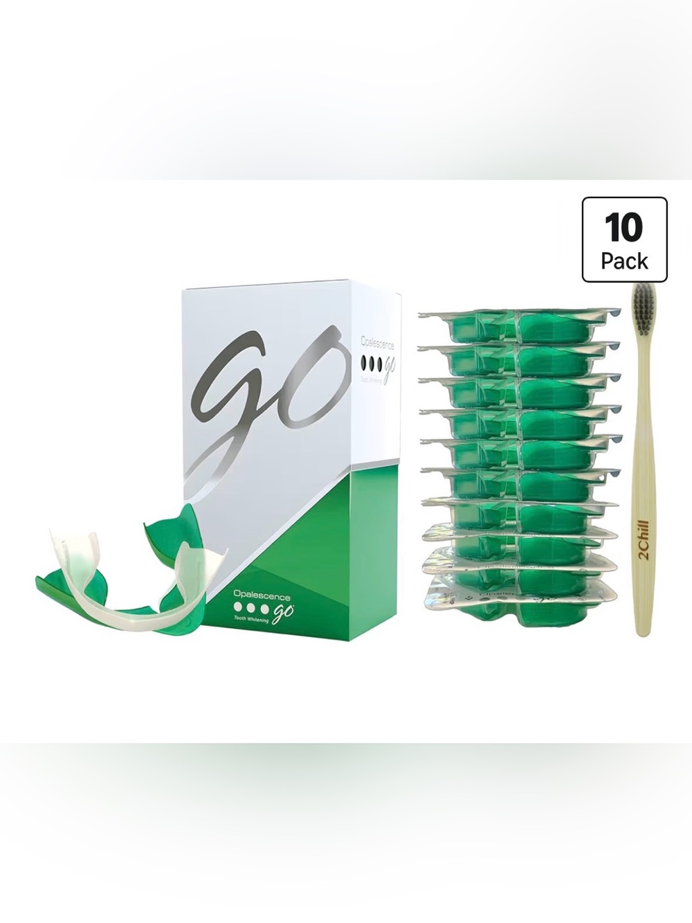 OPALENSCENCE GO Teeth Whitening Trays 10-Pack in Green PLUS 3 extra = 13 total